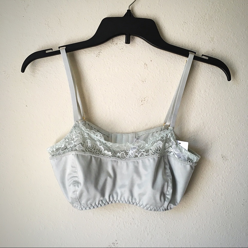Blue Satin Lace Bralette - Picture 2 of 8